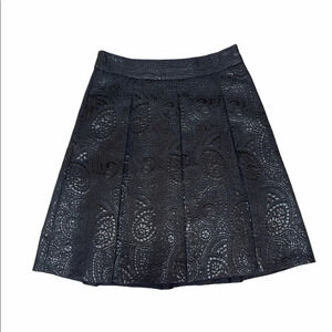 Banana Republic Black Jaquard Print Pleated Skirt